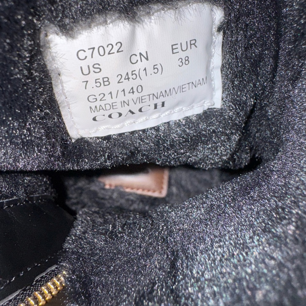 Coach Isa Jacquard Logo Fur Lined Suede Women’s Black Boots- Size 7.5 - Picture 14 of 14